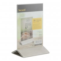 Securit stående menyställ T-fot 1xa6 rostfritt för kaféer och restauranger