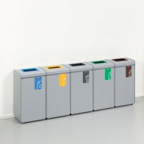 Återvinningskärl 55 liter för papper, plast, glas, restavfall och matavfall i modulär uppställning inomhus