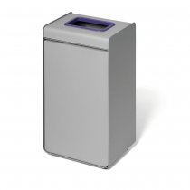 Återvinningskärl 55 liter med lila inkast för sortering av plastförpackningar inomhus