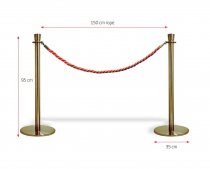 Avspärrningssystem i Guld - Rött rep & 2 stolpar