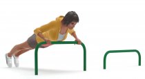 Illustration Kvinna tränar armhävningar på Push Up Bars i grön färg för utegym