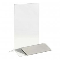 Bordsskylt T-ställ rostfri fot - A6 stående