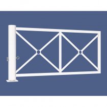 Vit dekorativ vägbom