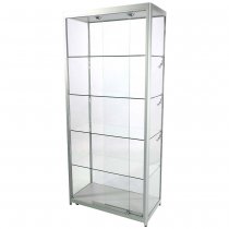 Glasmonter Showcase Tower Duo Silver i sidovy med glas från flera vinklar