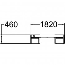 Teknisk ritning av fyrkantig Momentum utebänk – höjd 460 mm och längd 1820 mm per sida.