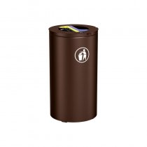 Olbia sopsorteringskärl utomhus i cylinderformat med 2×60 liter, brun kulör