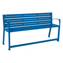 Silaos tillgänglig parkbänk i stål med fotstöd 540 mm blå RAL 5010