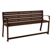 Silaos tillgänglig parkbänk i stål med fotstöd 540 mm brun RAL 8017