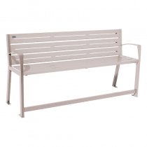 Silaos tillgänglig parkbänk i stål med fotstöd 540 mm ljusgrå RAL 7044