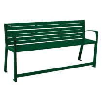 Silaos tillgänglig parkbänk i stål med fotstöd 540 mm grön RAL 6005