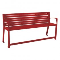 Silaos tillgänglig parkbänk i stål med fotstöd 540 mm mörkröd RAL 3004