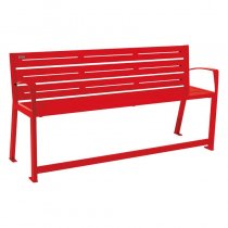Silaos tillgänglig parkbänk i stål med fotstöd 540 mm röd RAL 3020