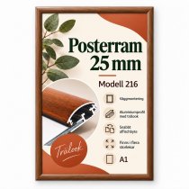 Snäppram A1 format med mörk träimitation och 25 mm aluminiumprofil