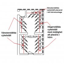 Cykelställ 45° höger 3 platser