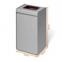 Måttbild återvinningskärl 55 liter – matavfall inomhus (420×830×330 mm)