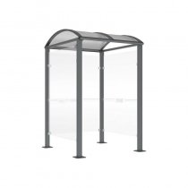 Väderskydd för betalterminaler 1560×1560 mm i mörkgrå GPRO, med säkerhetsglas och kupoltak för P-automater