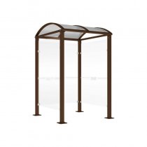 Brunt väderskydd för betalterminaler 1560×1560 mm i RAL 8017, för utomhusmonterade betalstationer