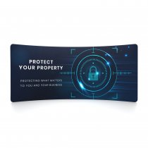 Böjd Zipper Wall mässvägg 400×230 cm vinklad vy