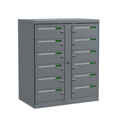 Boxicon Lynx kompakt 2x6 fack - ljusgrå postbox