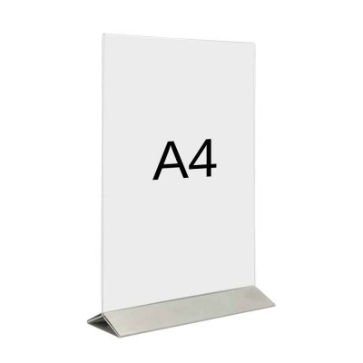 Menyhållare T-ställ rostfri fot - A4 stående