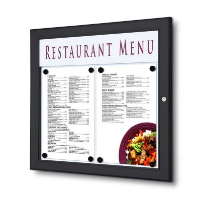 låsbart menytavla med logo plats