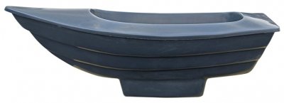 Båtformat planteringskärl i 30 liter volym i glasfiber