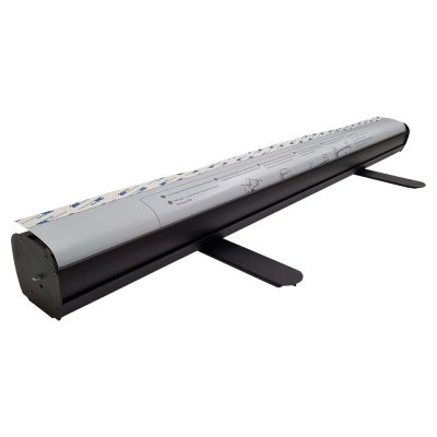 Svart-lackerad rollup-kassett av aluminium i bredd 100 cm