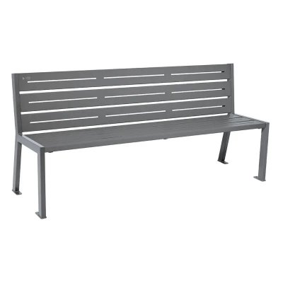 Silaos parksoffa i stål utan armstöd, 1800 mm