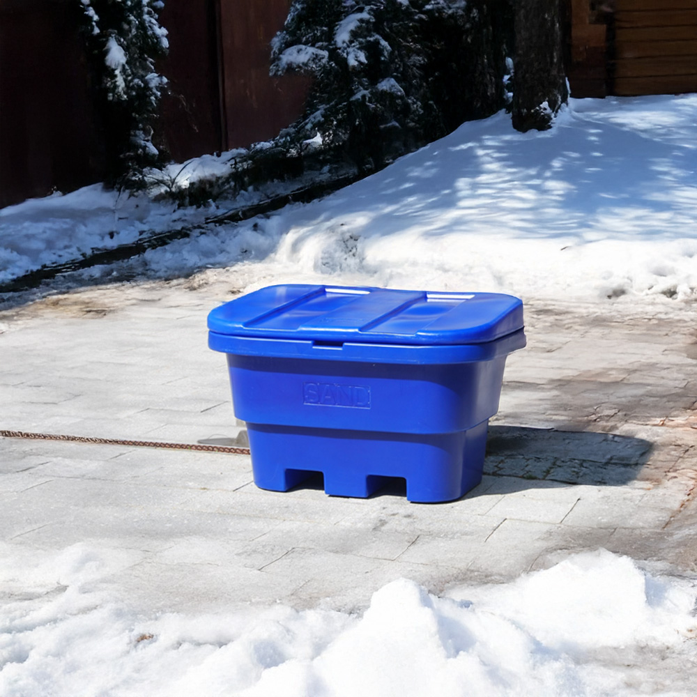 blå gatusandlåda för halkbekämpning
