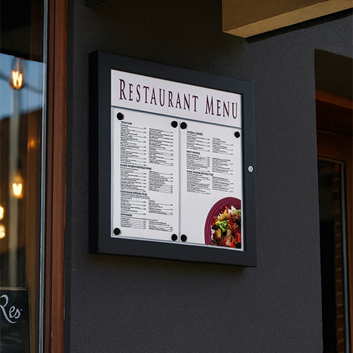 Menytavla med rubrikplats till restauranger, caféer