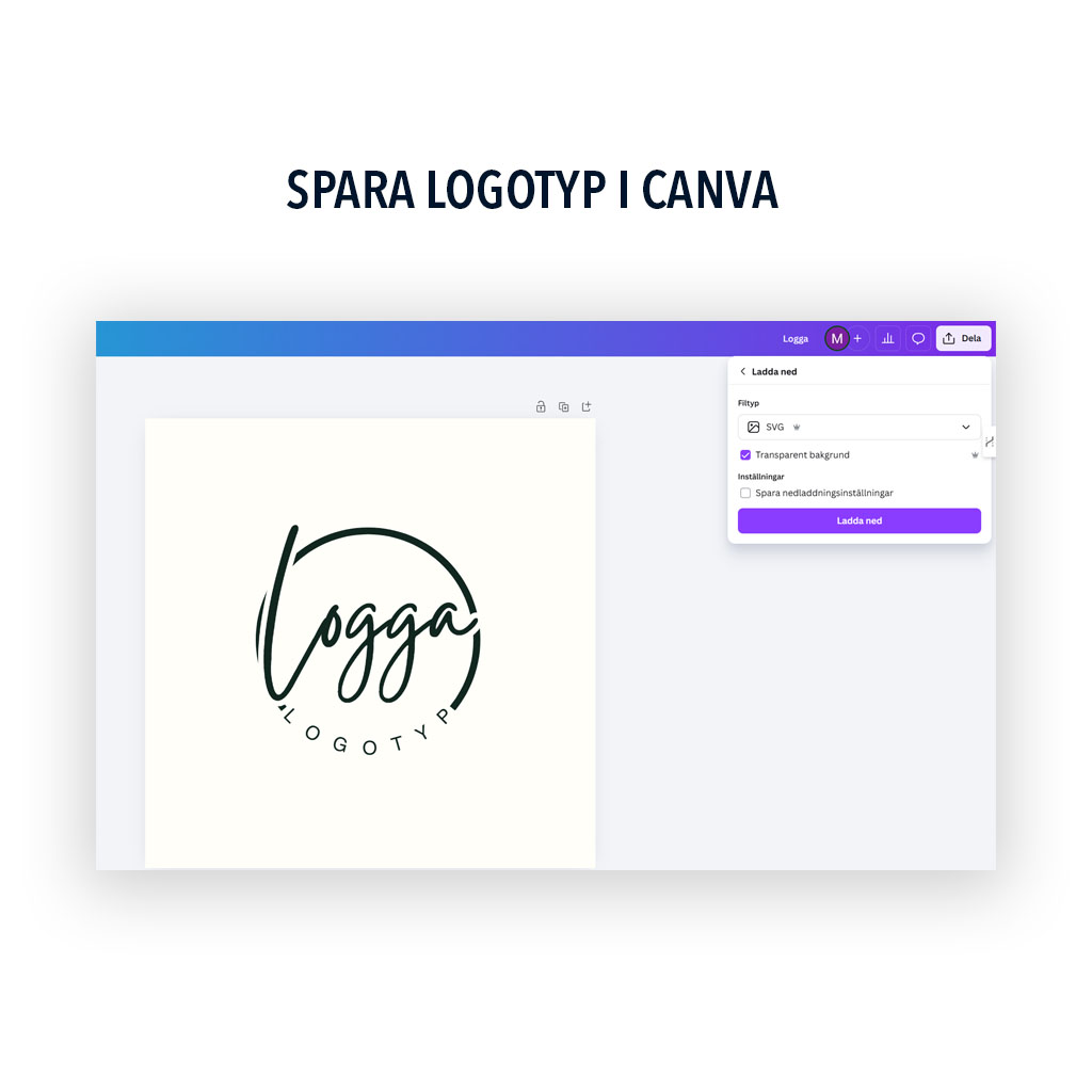 Spara logotyp som SVG i Canva